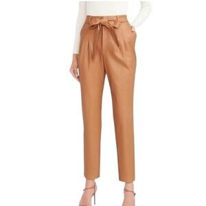 Women's Tan High-Waisted Faux Leather Pants